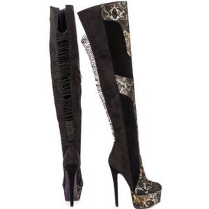London trash thigh high boots brand new